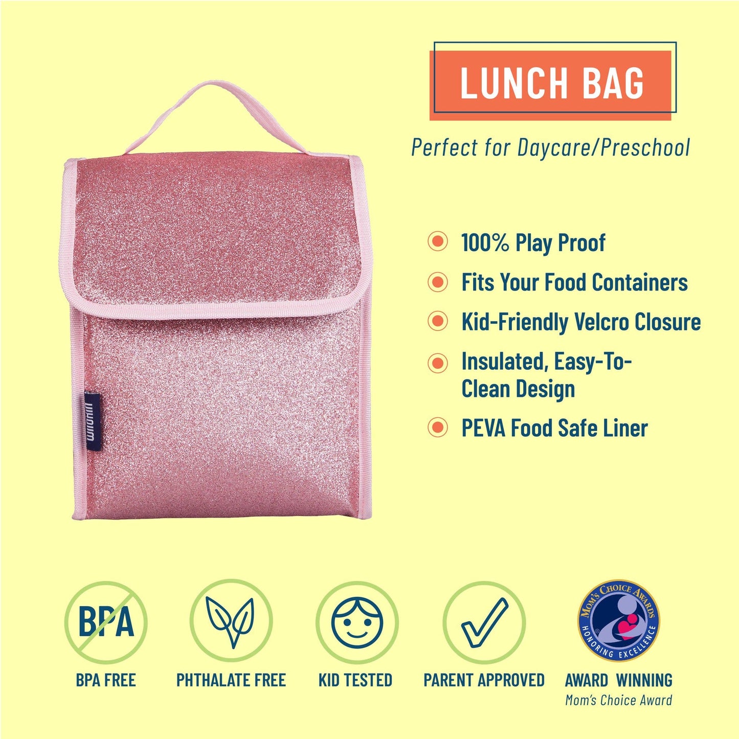 Pink Glitter Lunch Bag