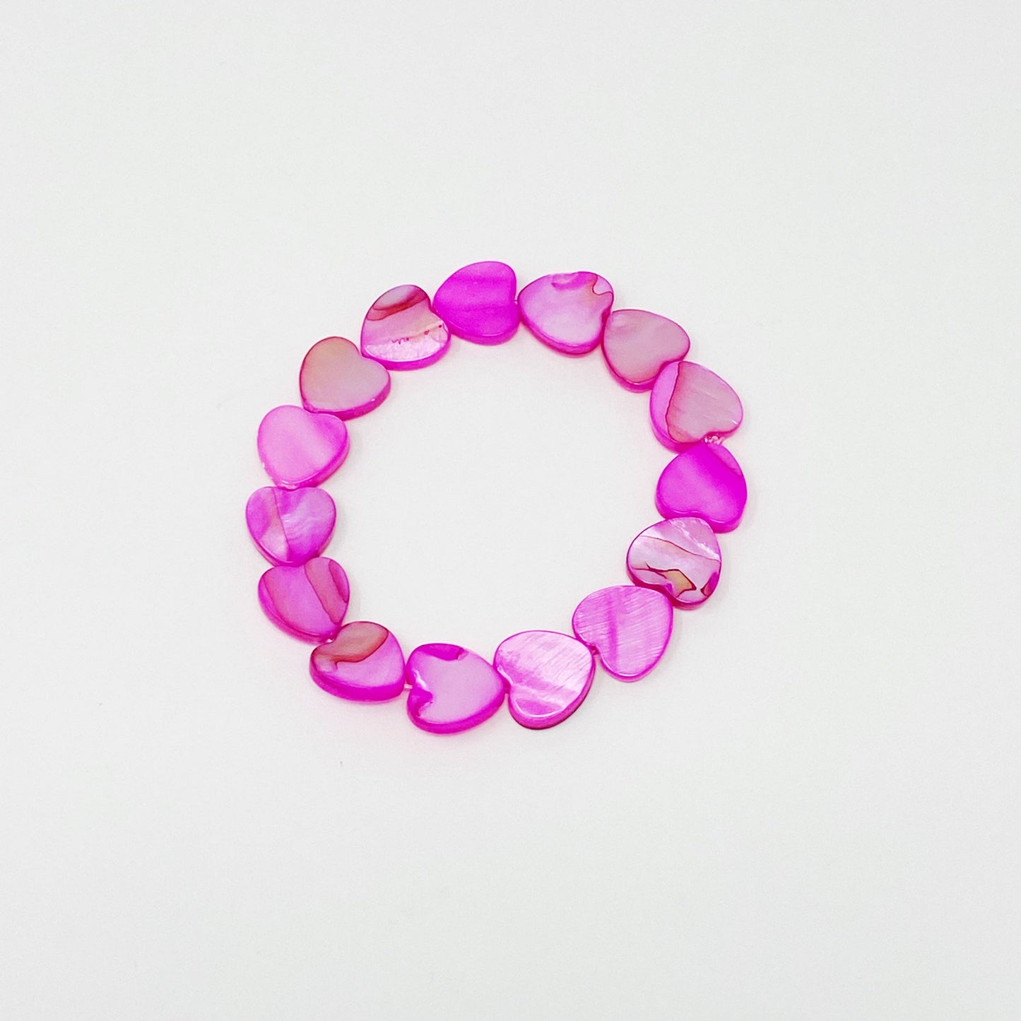 Shelly Heart Stretch Bracelet: Pink