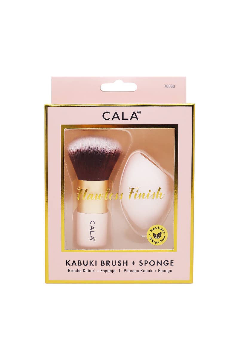 Kabuki Brush and Blending Sponge Set Pink (CALA 76060)