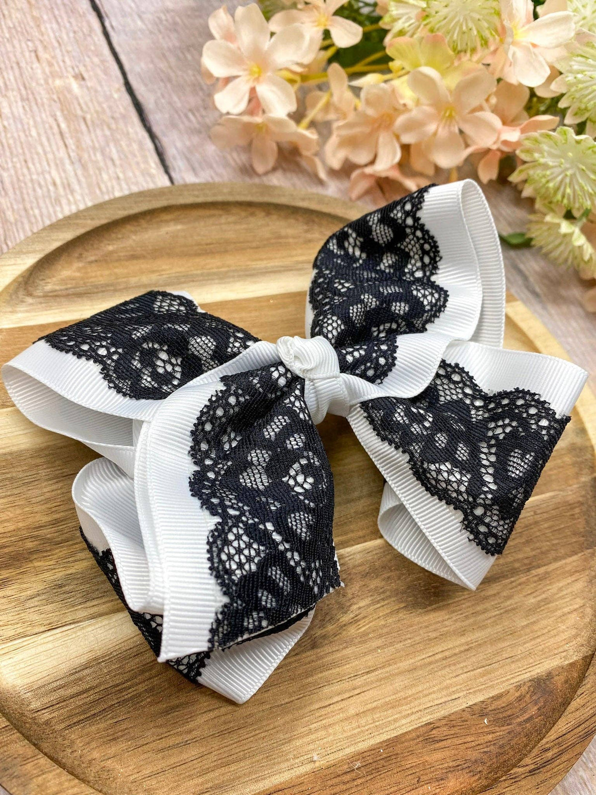 4.5" Chantilly Lace Two-Tone Hair Bow | Clip or Headband