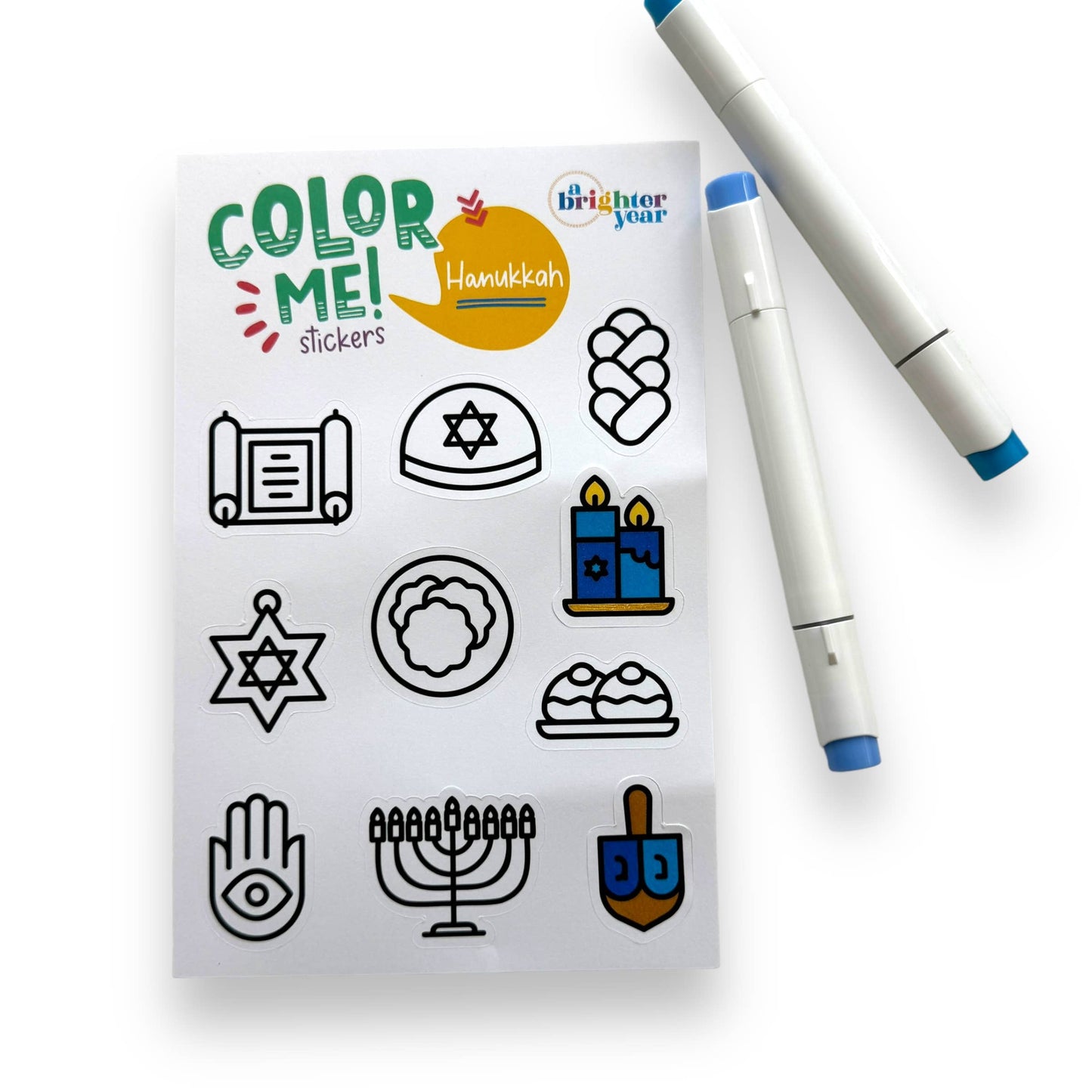 Color Your Own Hanukkah High-Quality Sticker for Kids & Baby