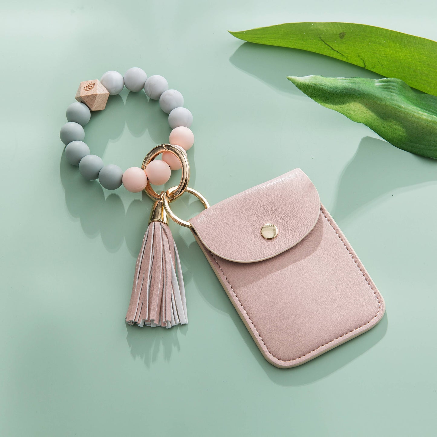 Silicone Bracelet Card & Coin Purse - Keychain Wallet (Laura
