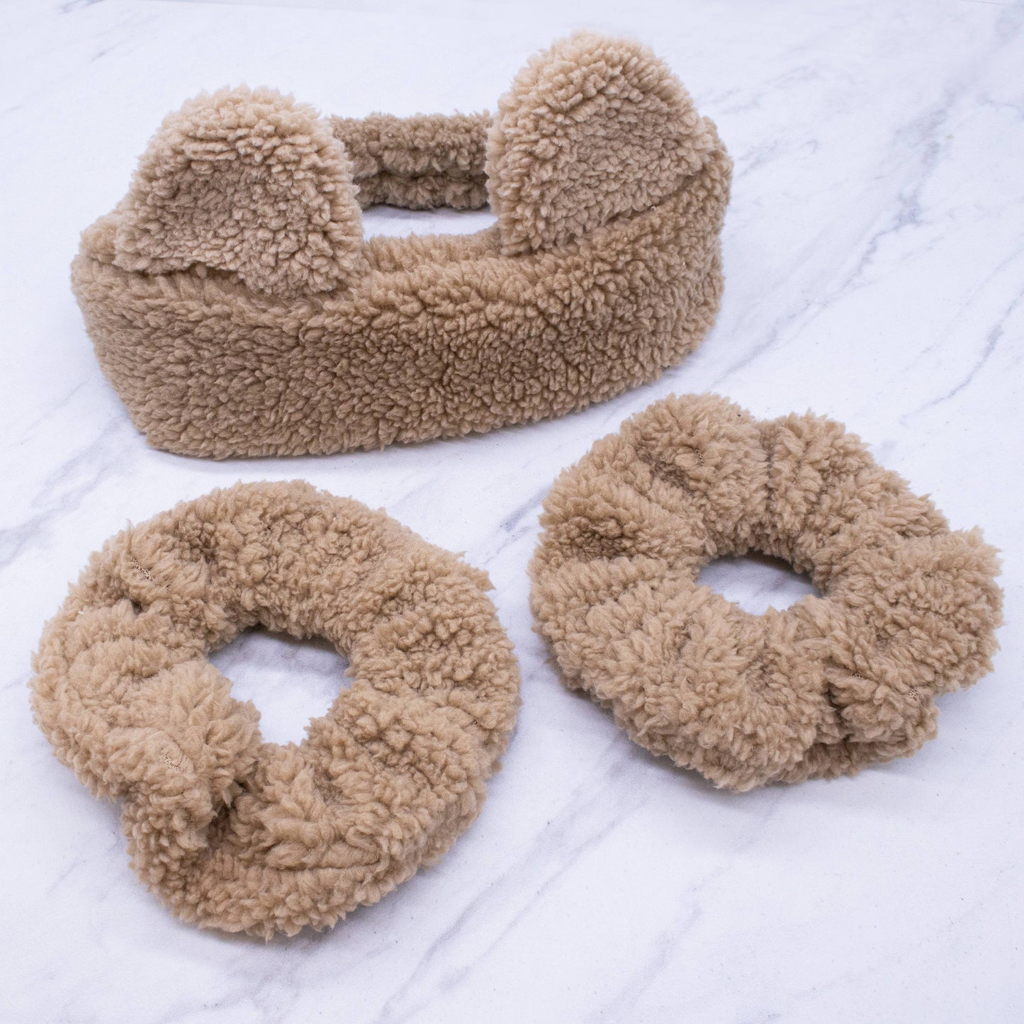 Teddy Bear Ear Spa Headband and Scrunchie Wristbands