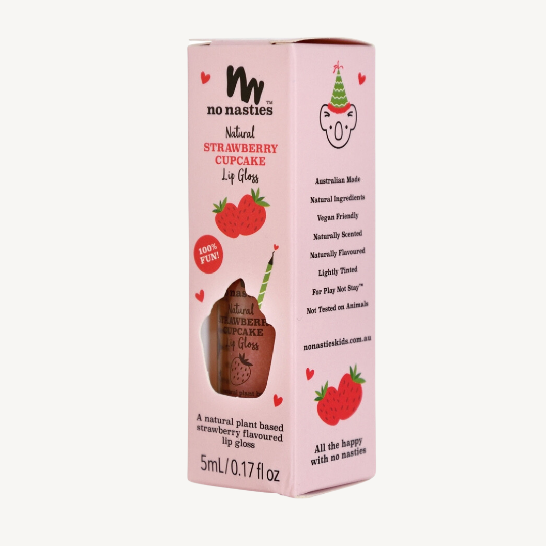 Natural Kids Lip Gloss Wands: Strawberry Cupcake - Pink