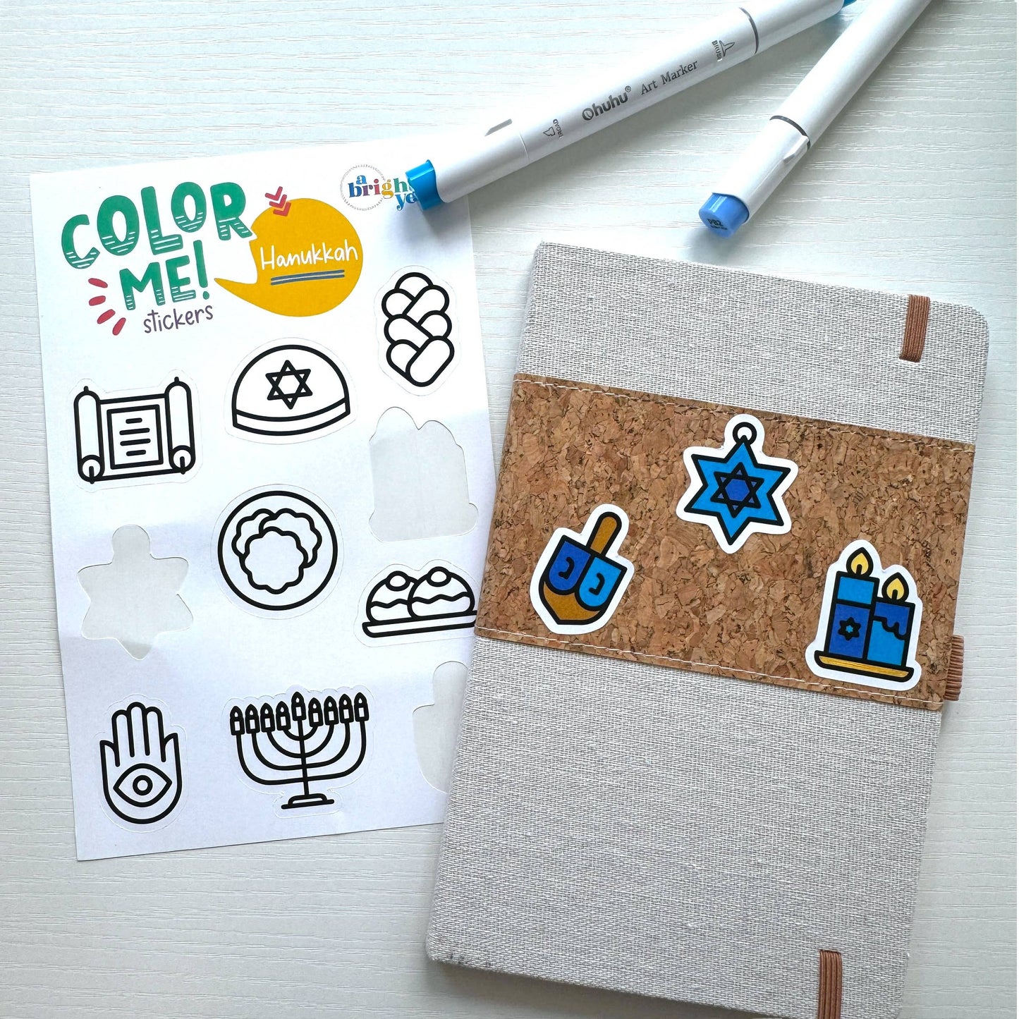 Color Your Own Hanukkah High-Quality Sticker for Kids & Baby