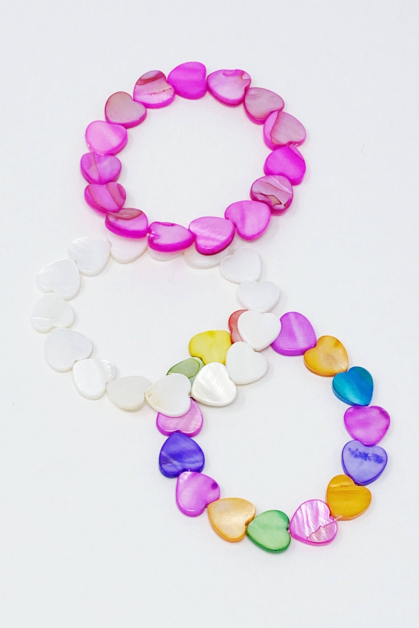 Shelly Heart Stretch Bracelet: Pink