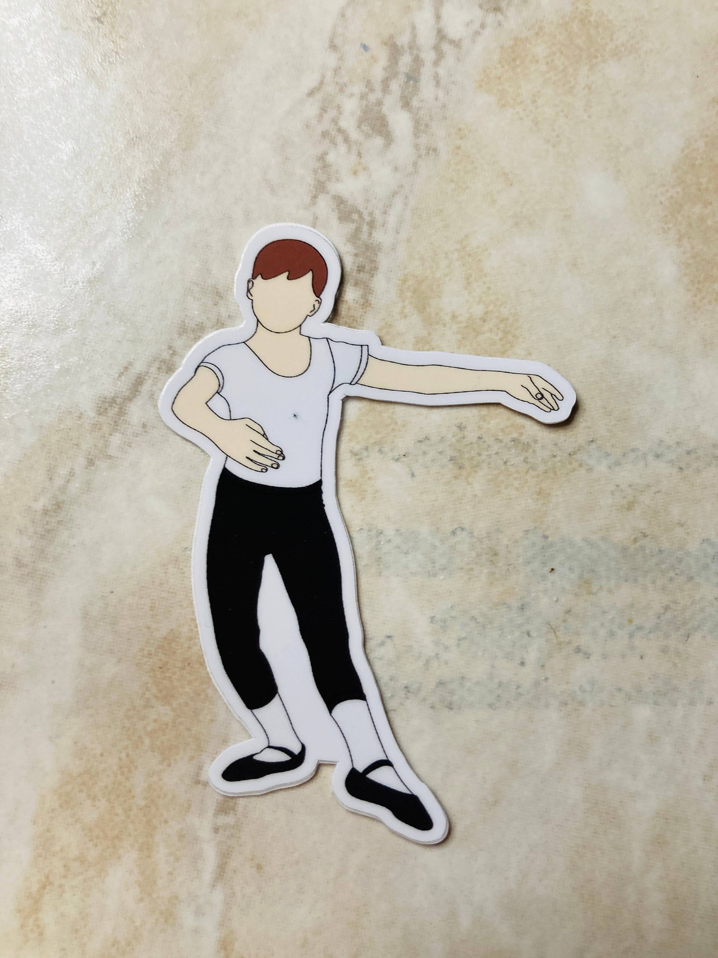 Boy Ballet Dancer Silhouette Dance Vinyl Sticker,  3" x 2"