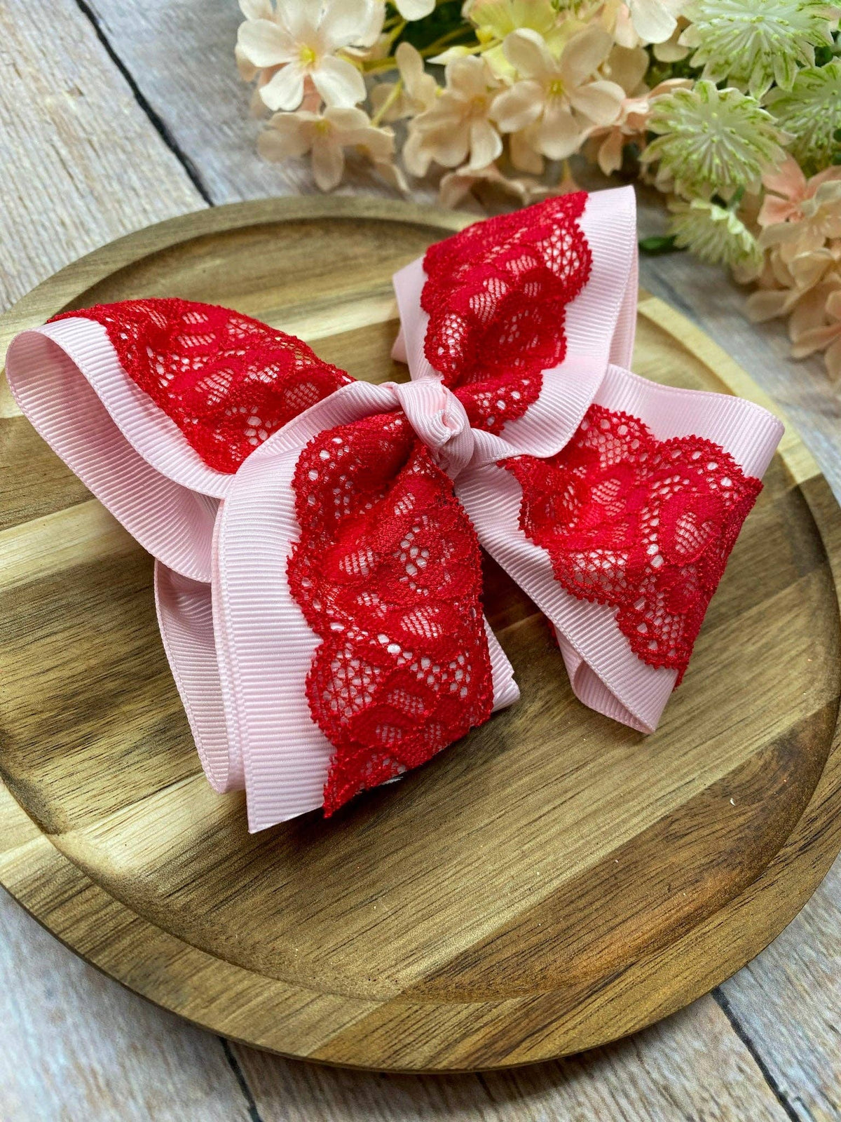 4.5" Chantilly Lace Two-Tone Hair Bow | Clip or Headband