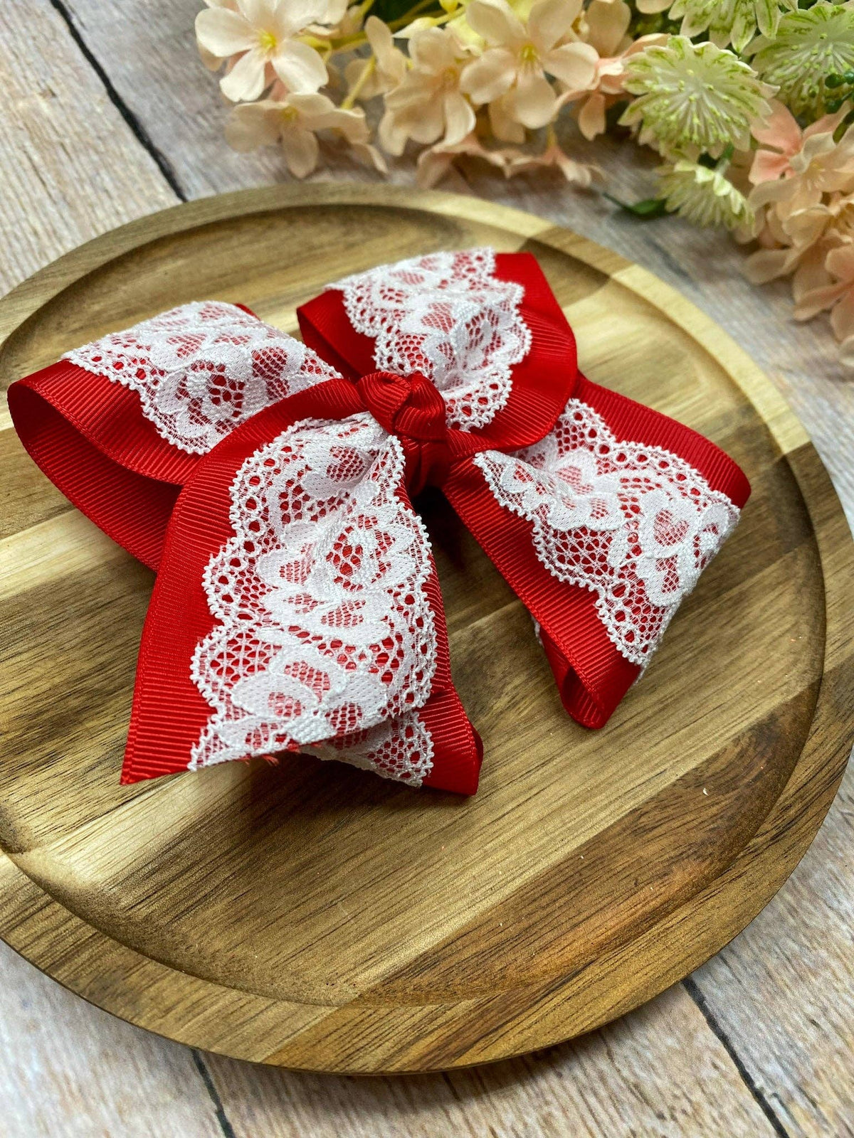 4.5" Chantilly Lace Two-Tone Hair Bow | Clip or Headband