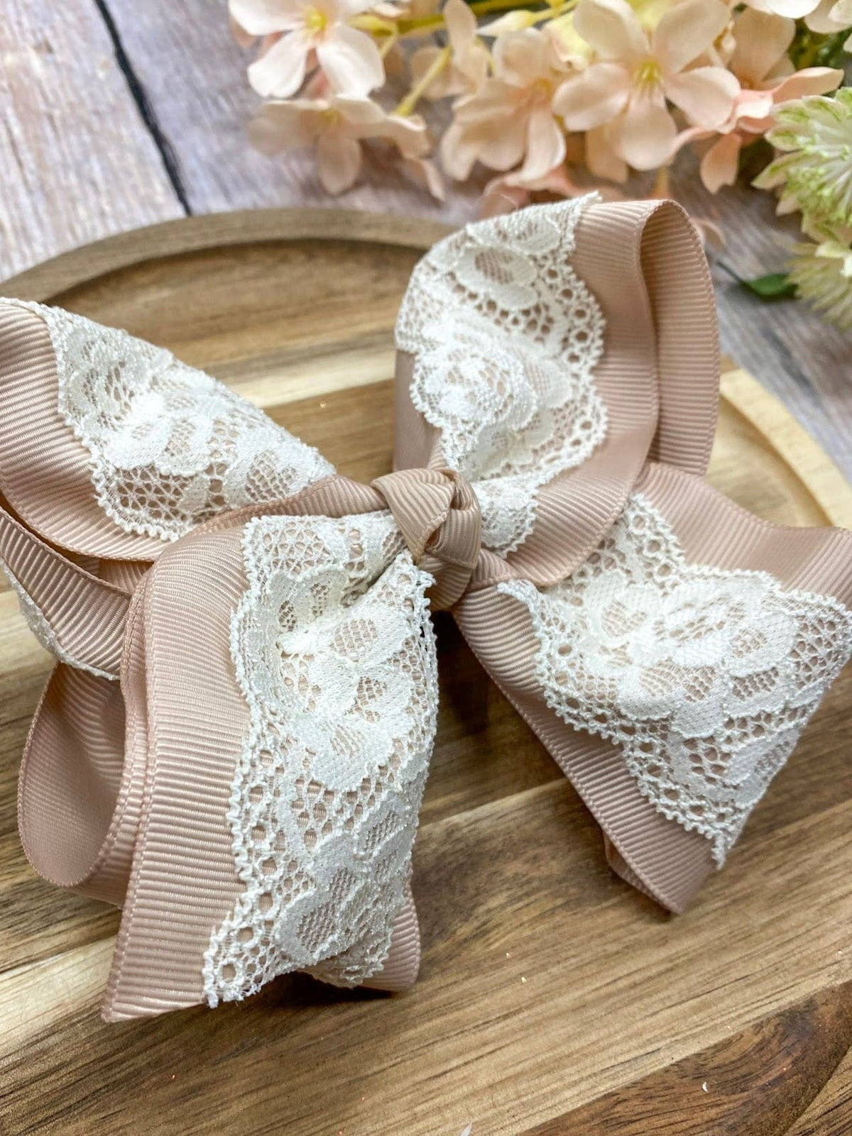 4.5" Chantilly Lace Two-Tone Hair Bow | Clip or Headband