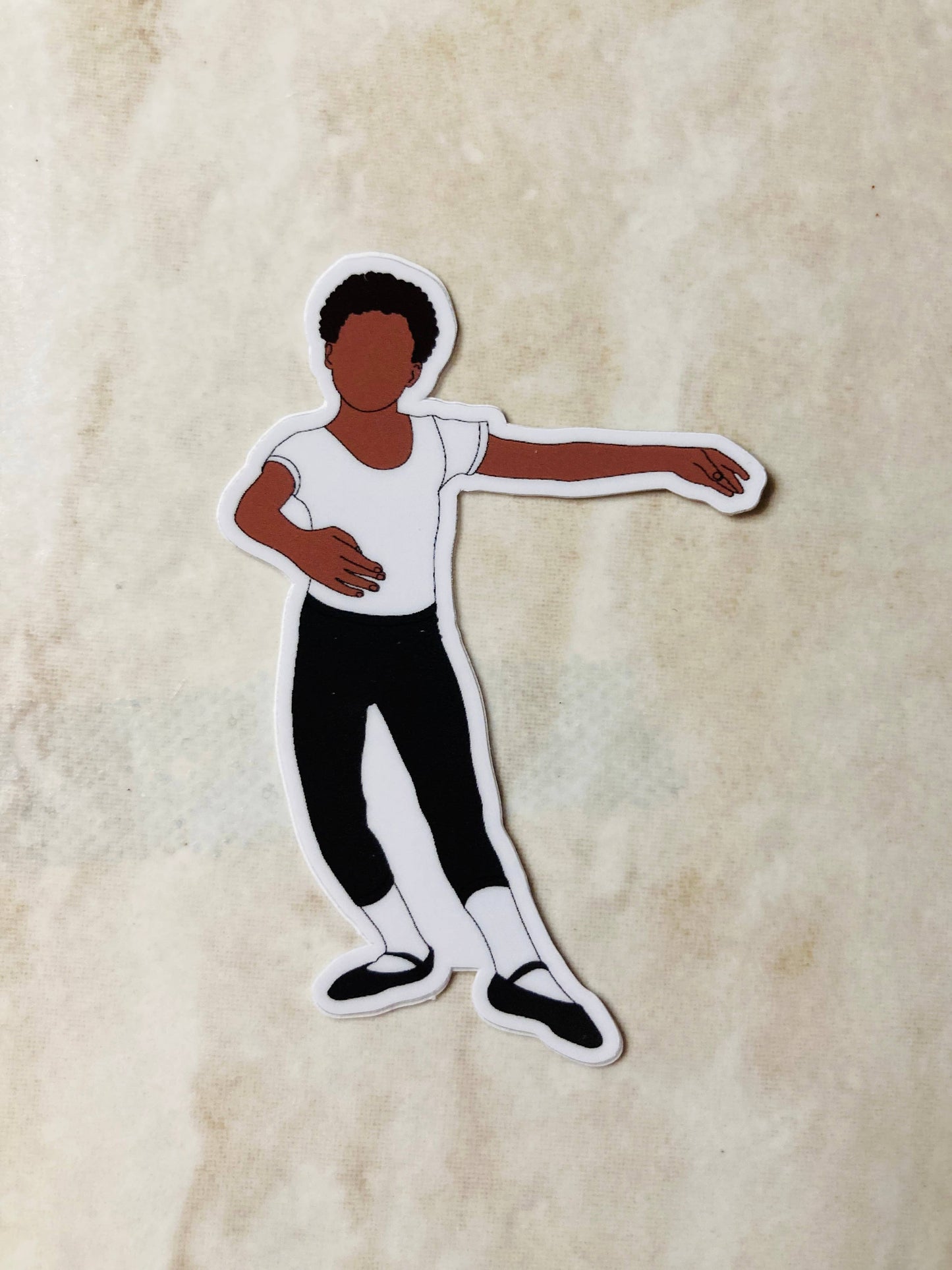 Boy Ballet Dancer Silhouette Dance Vinyl Sticker,  3" x 2": Black Tights/Black Shoes/Brown Hair