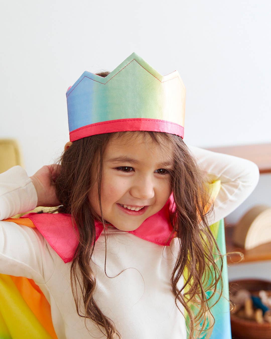 100% Silk Rainbow Crown for Birthdays and Dress Up