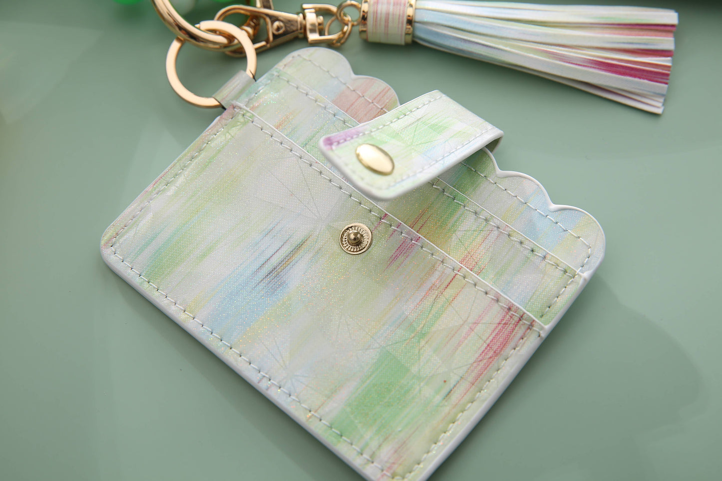 Silicone Wristlet - Glitter Wallet Keychain Bangle (Star)