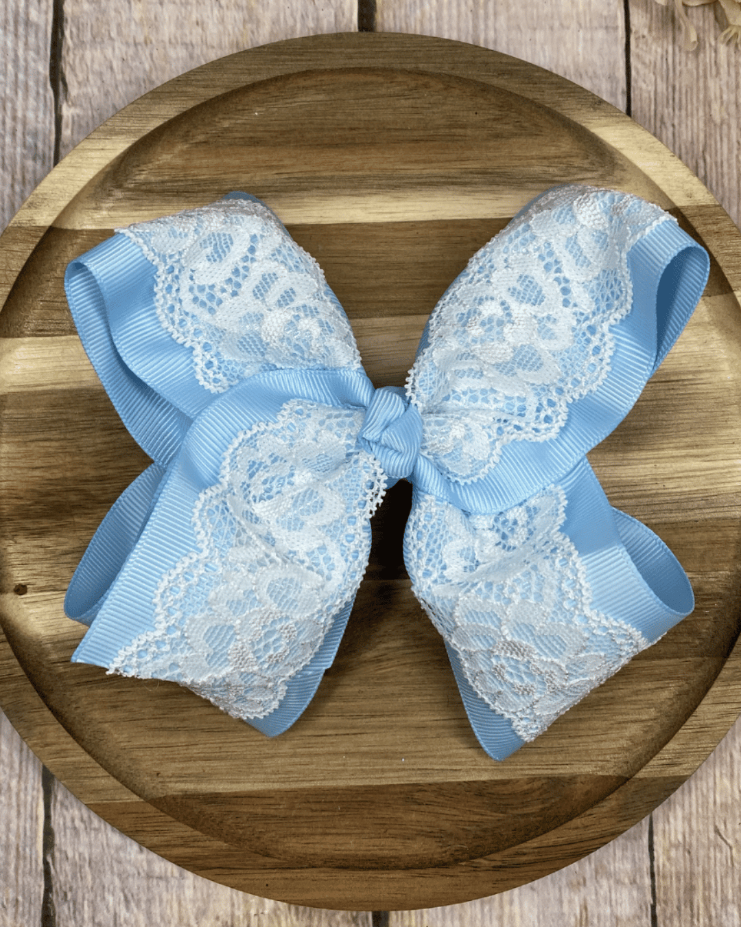 4.5" Chantilly Lace Two-Tone Hair Bow | Clip or Headband