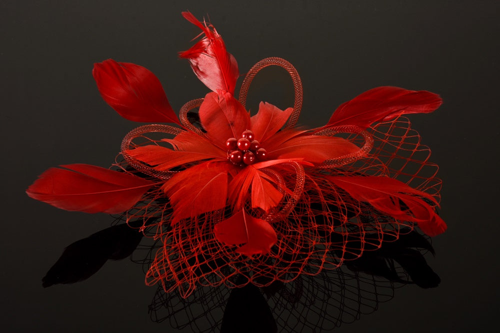Feather Hair Corsage Red (FH2 FC0502)
