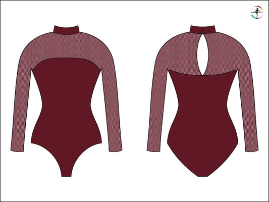 CUSTOM Wear Moi Long Sleeve Mesh High Neck Leotard (Meringue)