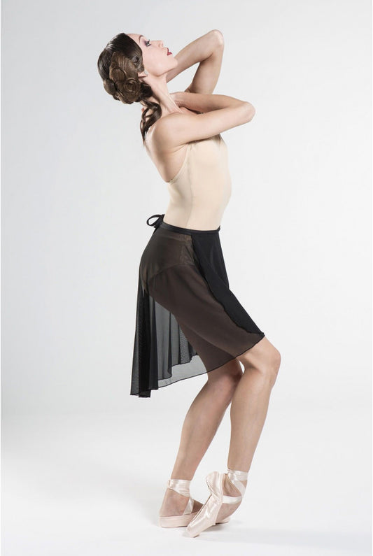 Drape effect mid-length mesh wrap skirt (Wear Moi Apolo)