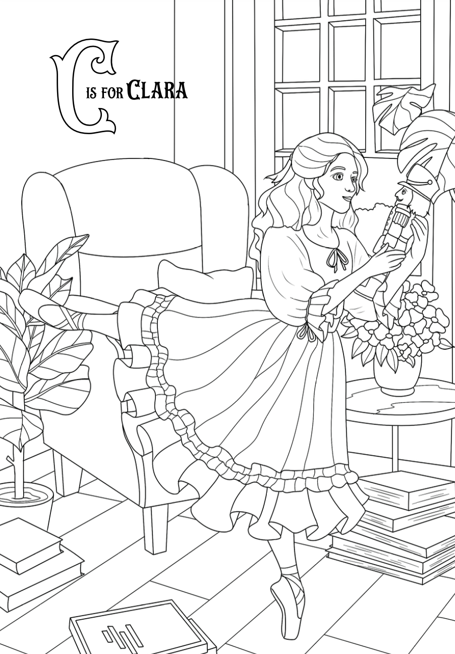 Nutcracker's Enchanted Alphabet Christmas Coloring Book