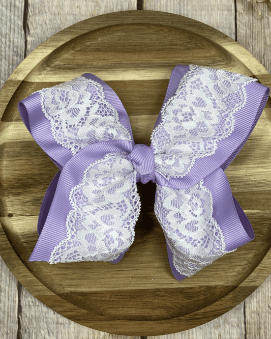 4.5" Chantilly Lace Two-Tone Hair Bow | Clip or Headband