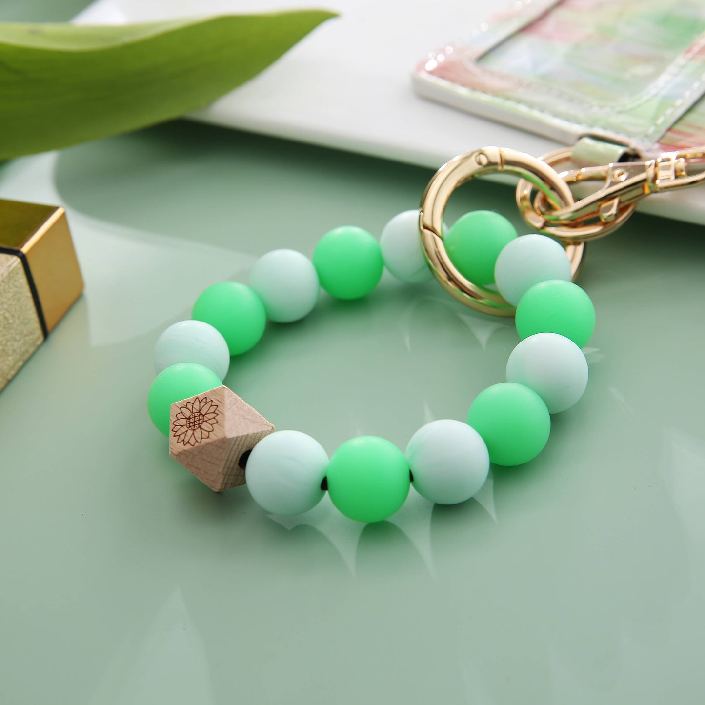 Silicone Wristlet - Glitter Wallet Keychain Bangle (Star)