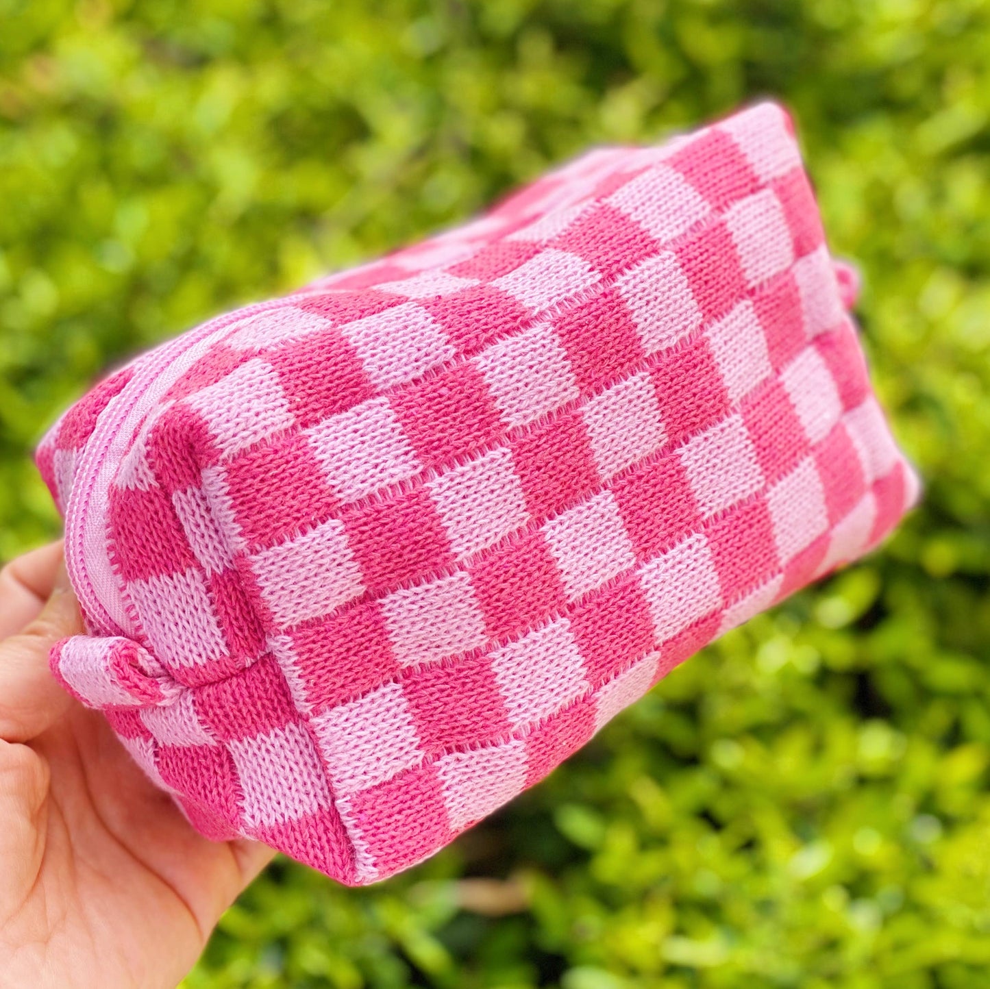Check Yourself Cosmetic Bag: Red Pink