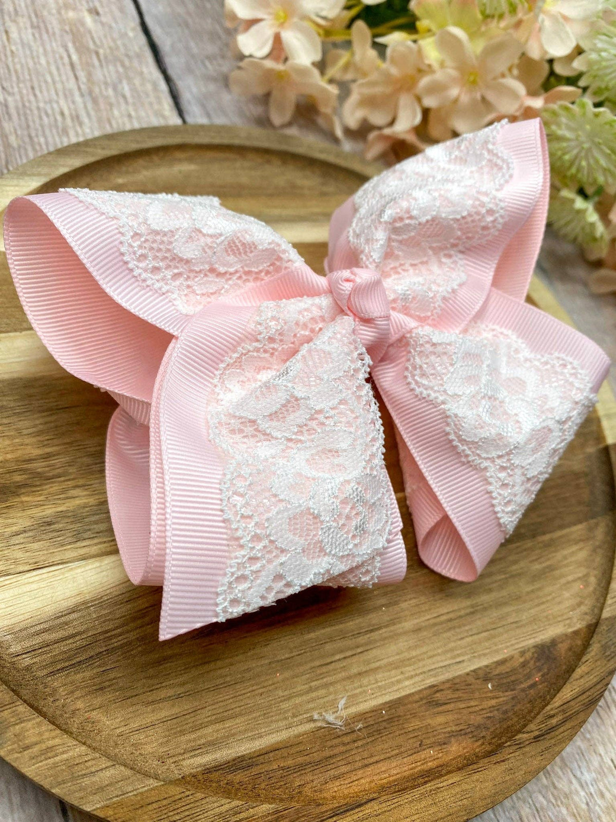 4.5" Chantilly Lace Two-Tone Hair Bow | Clip or Headband