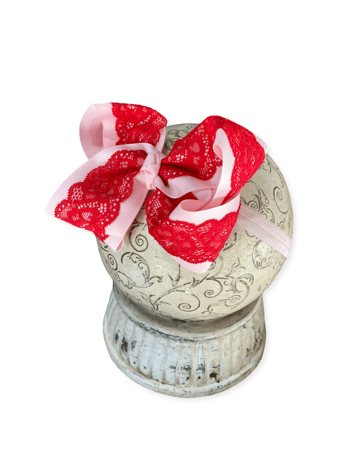 4.5" Chantilly Lace Two-Tone Hair Bow | Clip or Headband