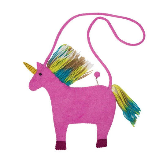Felted Unicorn Shape Cross-body Bag: Pink