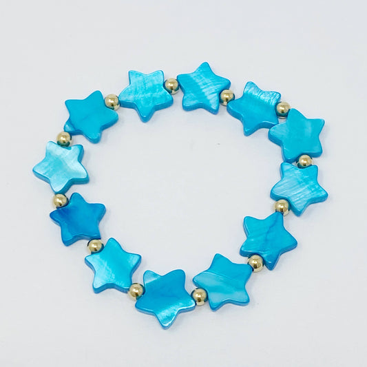 Shelly Star Stretch Bracelet: Blue