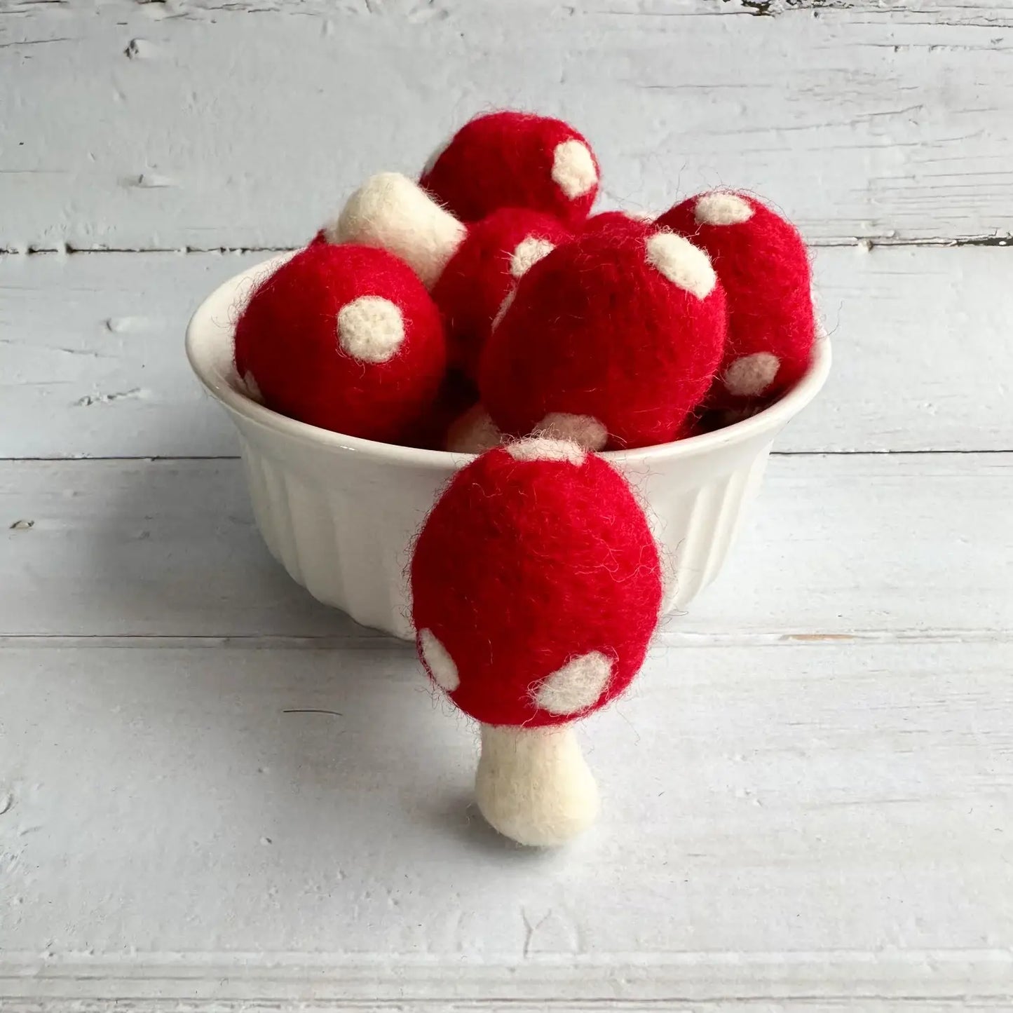 One Red Felt Mushroom / Toadstool