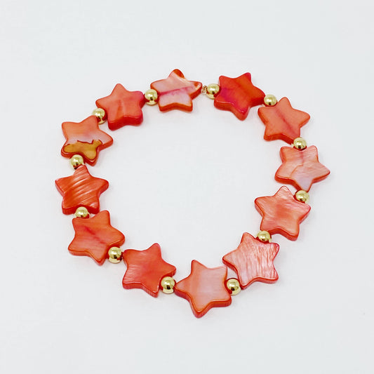Shelly Star Stretch Bracelet: Red
