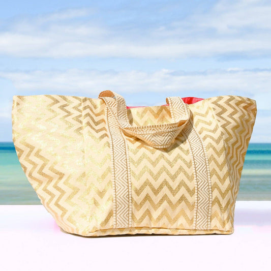Large Gold Zig Zag Holdall Bag