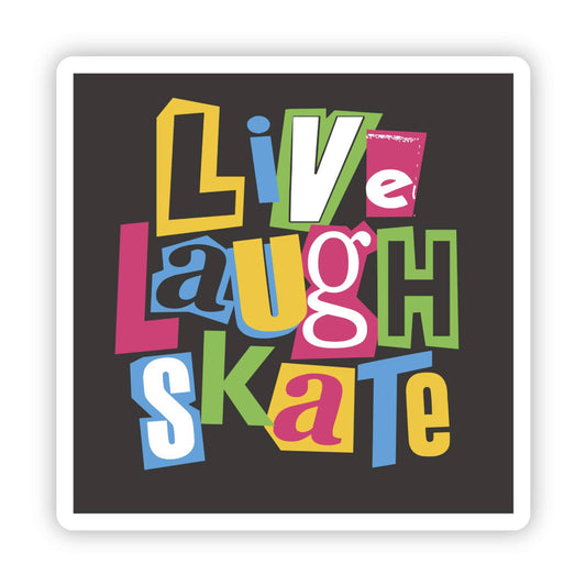 Live Laugh Skate Typography Sticker, 3" x 3"