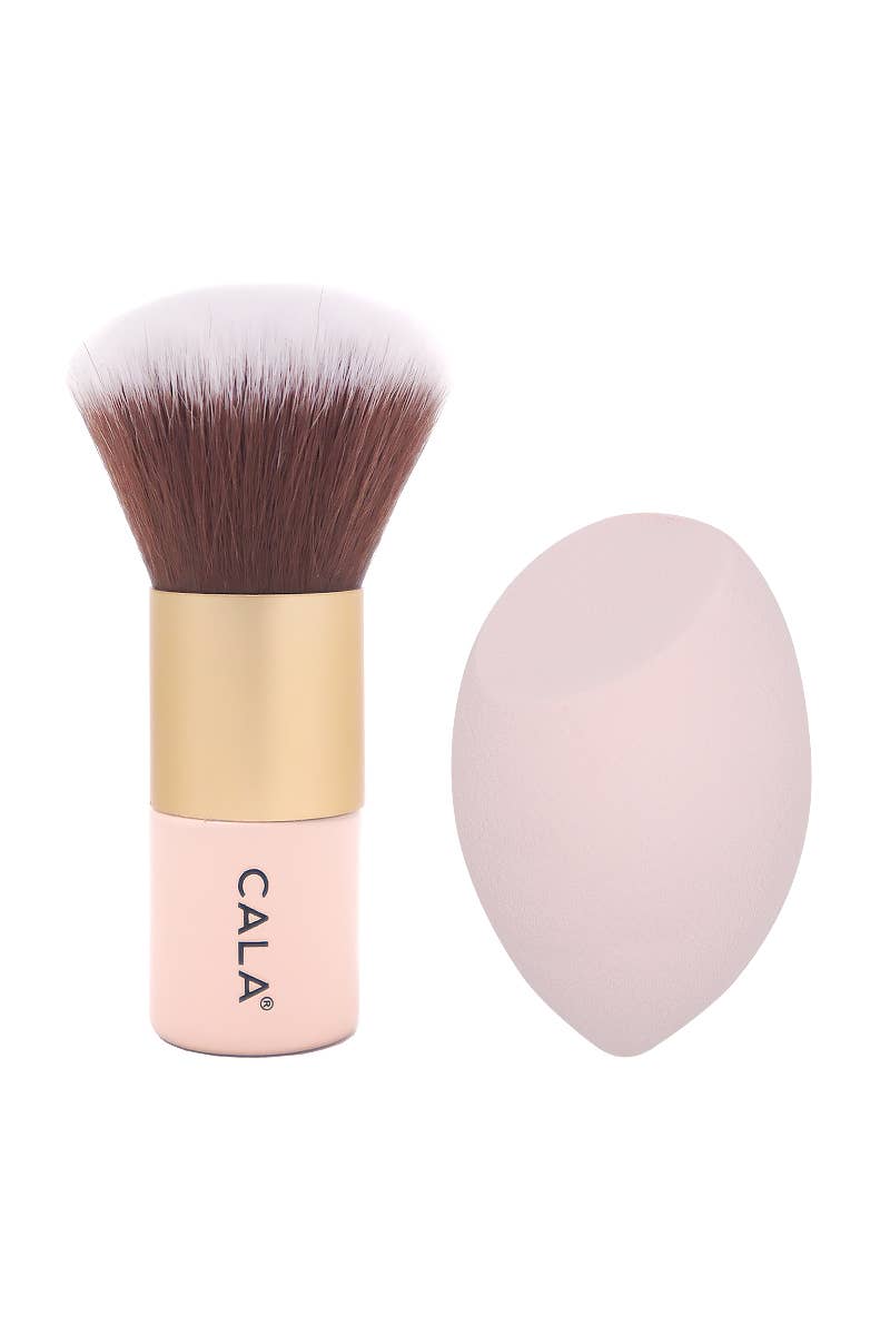 Kabuki Brush and Blending Sponge Set Pink (CALA 76060)