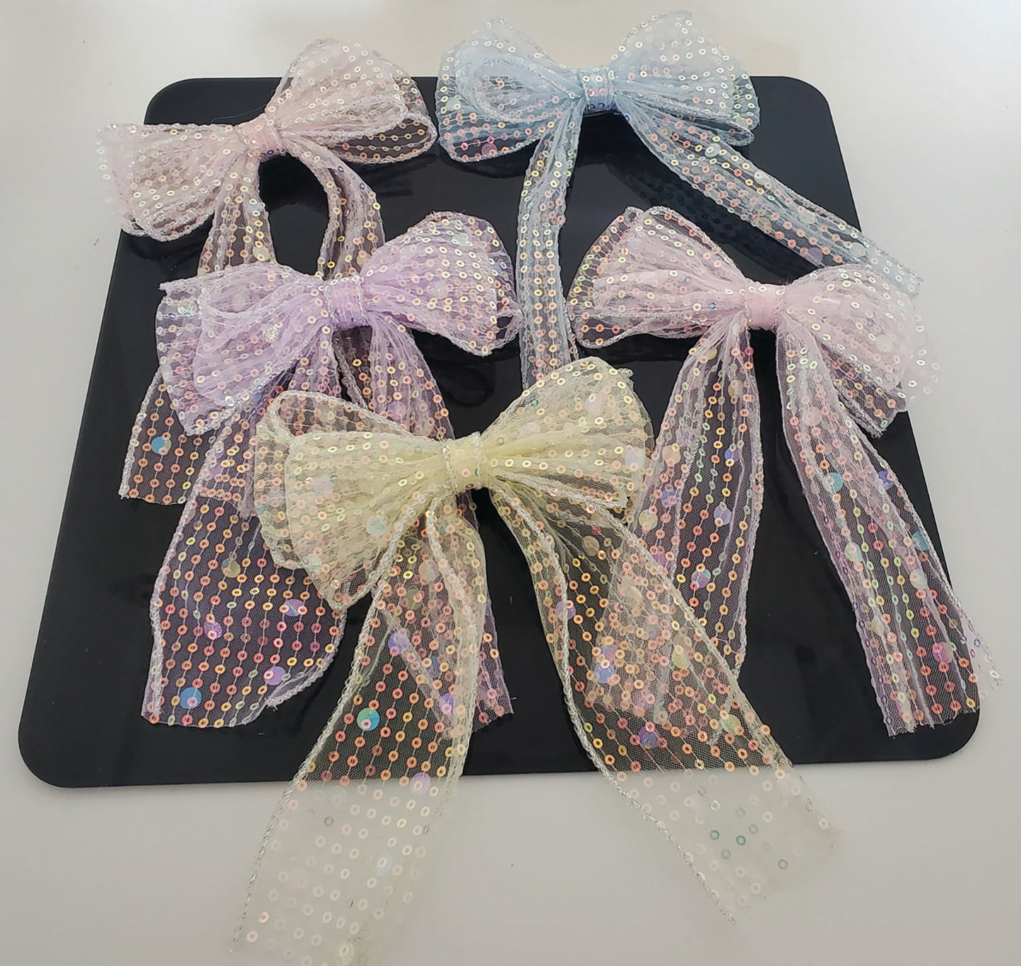 Pastel Hair Bow with Sequins (FH2 HC0006)