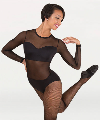 Competition Leotard With Power Mesh Body & Sleeves (Body Wrappers NL200)