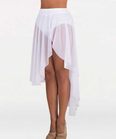 Asymmetrical Petal Front Mesh Skirt (Body Wrappers NL9110)