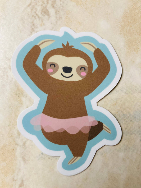 Sloth in Tutu Dance Sticker,  2.2" x 3.0"