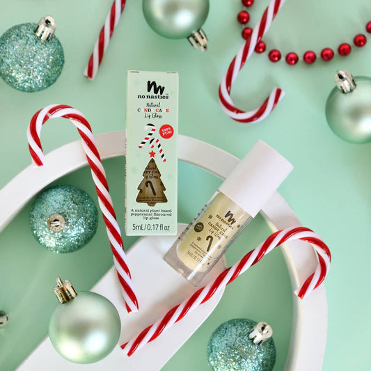 Natural Kids Lip Gloss Wands: LIMITED EDITION CHRISTMAS  - Candy Cane Peppermint - Shimmery Clear