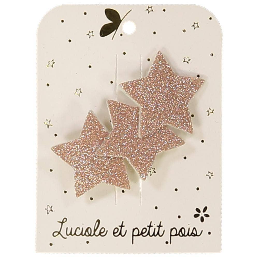 Three stars hair clip - Pink glitter