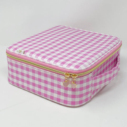 Glam Girl Cosmetic Case: Pink Gingham